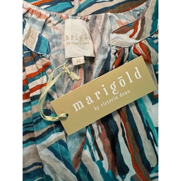 Marigold by Victoria Dunn Green striped mini v neck women's dress NWT - Picture 2 of 4